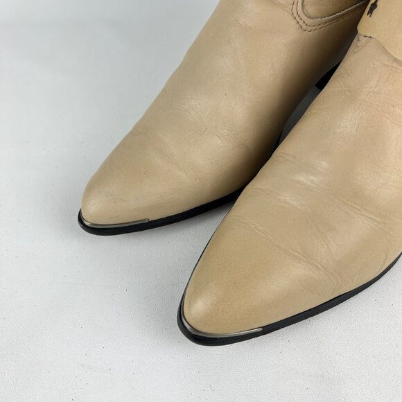 Laredo Womens Cream Leather Western Cowboy Boots Star Studded Strap size 10M - Picture 8 of 16